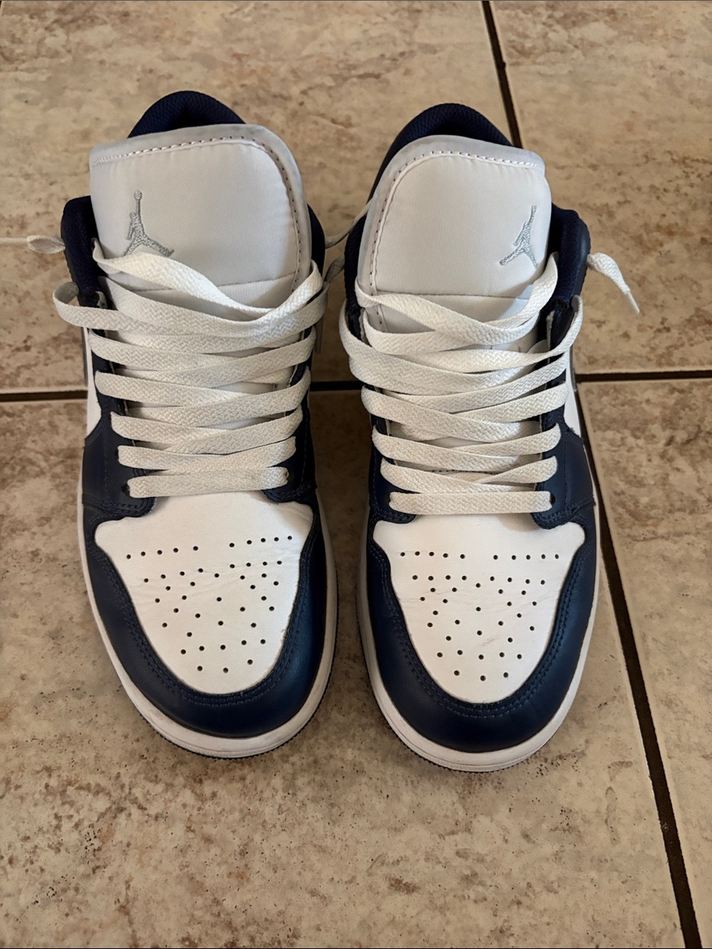 Jordan Low Top Sneakers in White and Navy